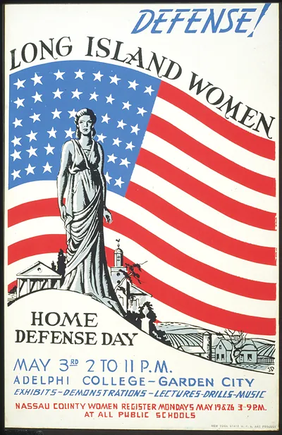 Defense! Long Island women : Home defense day : Exhibits - demonstrations - lectures - drills - music / JD.