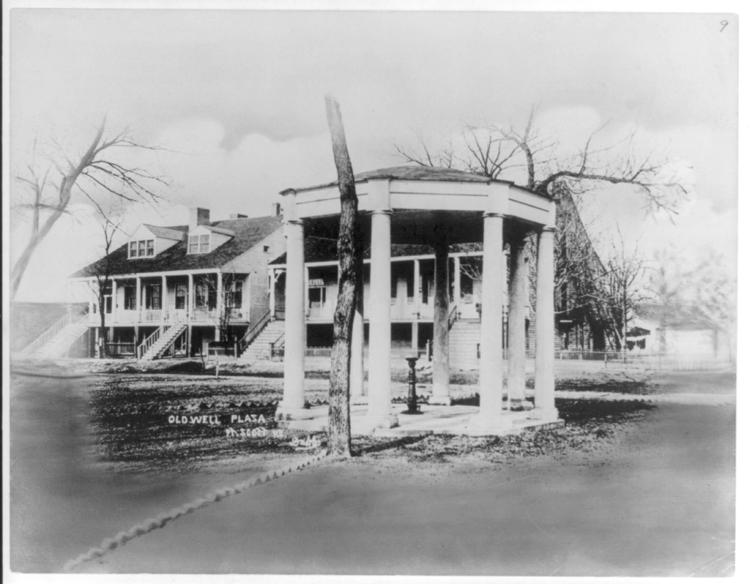 [Fort Scott, Kansas, ca. 1840-1869]: Old well plaza, [no date recorded on caption card] — historic print