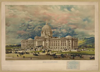 Montana State Capitol Building, lithograph print