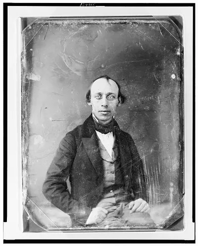 [Cornelius Mathews, half-length portrait, facing front, wearing spectacles]