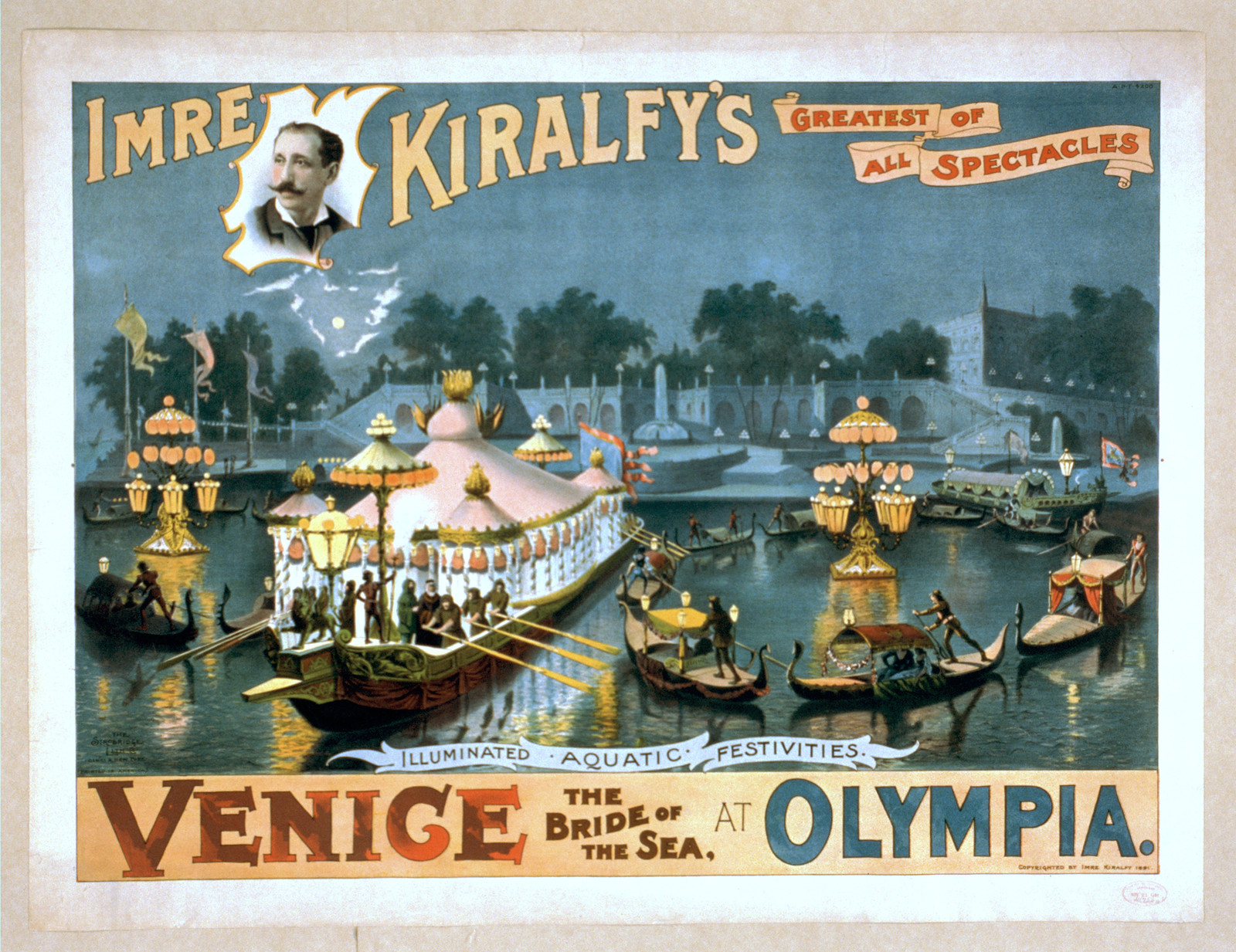 Imre Kiralfys greatest of all spectacles Venice the bride of the sea at Olympia, 1891 — vintage poster