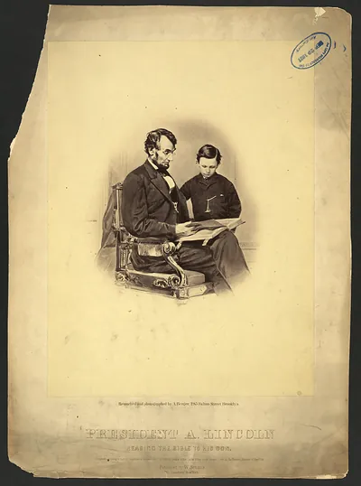 President A. Lincoln Reading the Bible to His Son