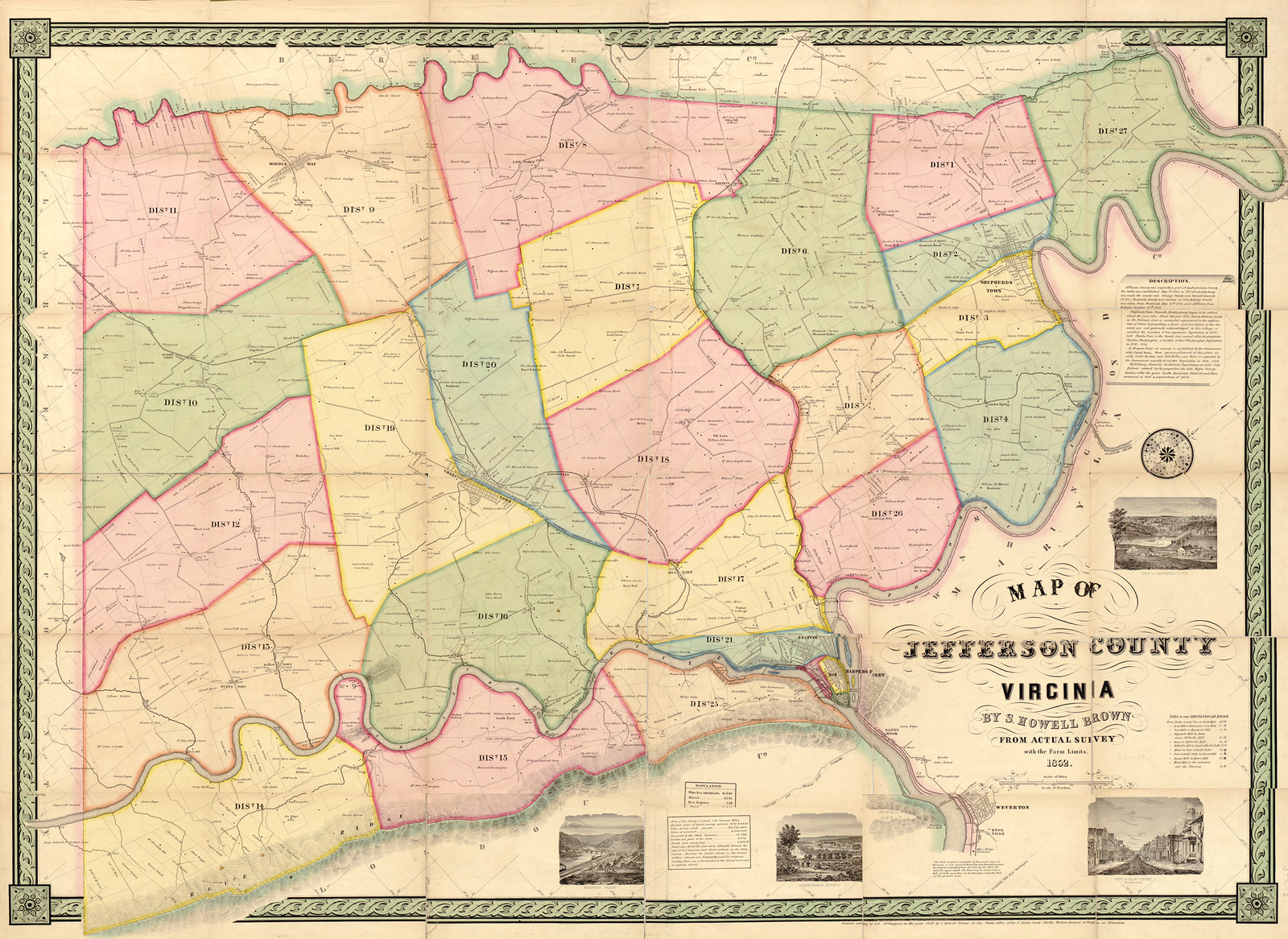 Map of Jefferson County, Virginia, c. 1863 — antique map