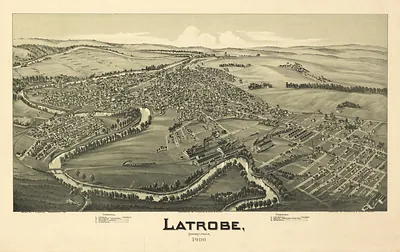 Latrobe, Pennsylvania, 1900 bird's-eye view map