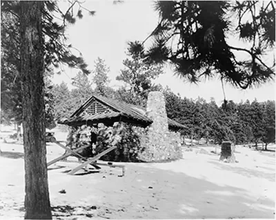 Shelter house built for the city of Denver in Rocky Mountains--J.B. Benedict, Architect