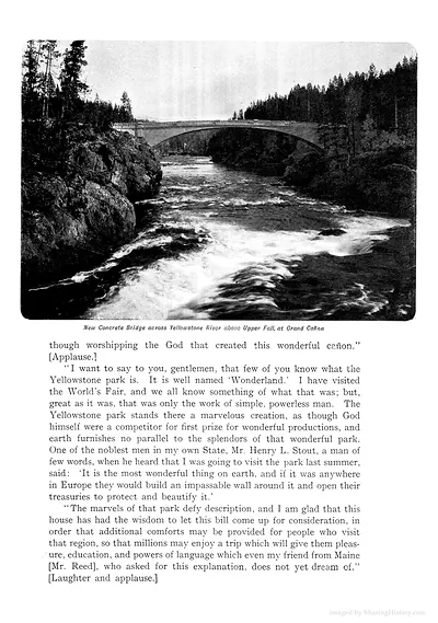 New Concrete Bridge across Yellowstone River above Upper Fall, at Grand Canyon