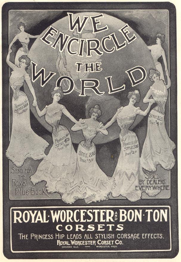 We Encircle the World: Royal Worcester Corset advertisement — historic image