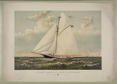 A "Crack" sloop in a race to windward: Yacht Gracie of New York