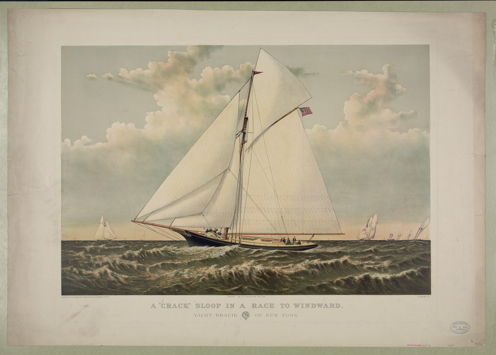 A "Crack" sloop in a race to windward: Yacht Gracie of New York, A "Crack" sloop in a race to windward: Yacht Gracie of New York — historic image