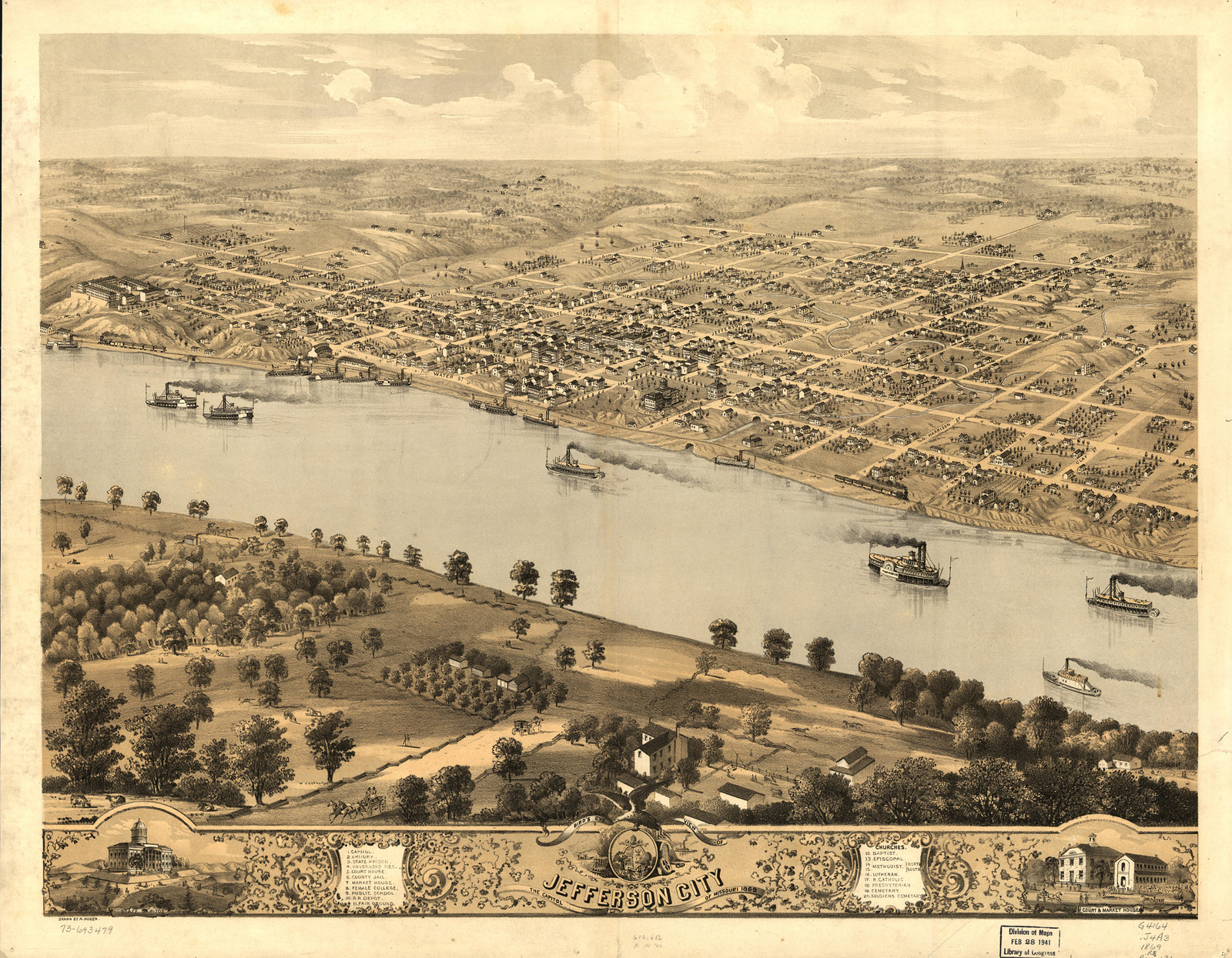 Jefferson City, Missouri, 1869, 1869 — antique map