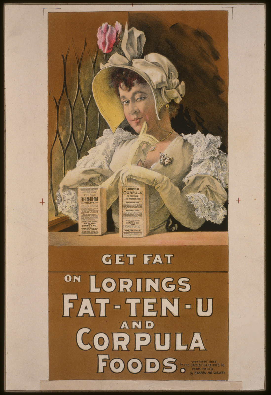 Get fat on Lorings Fat-ten-u and corpula foods, c1895. — antique lithograph