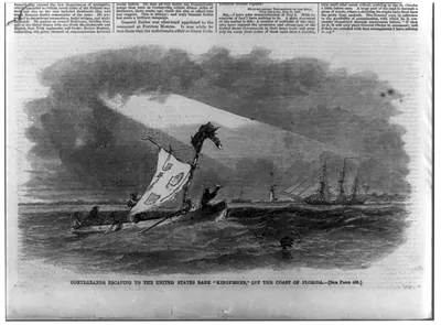 Contrabands escaping [by boat] to the United States bark KINGFISHER, off the coast of Florida