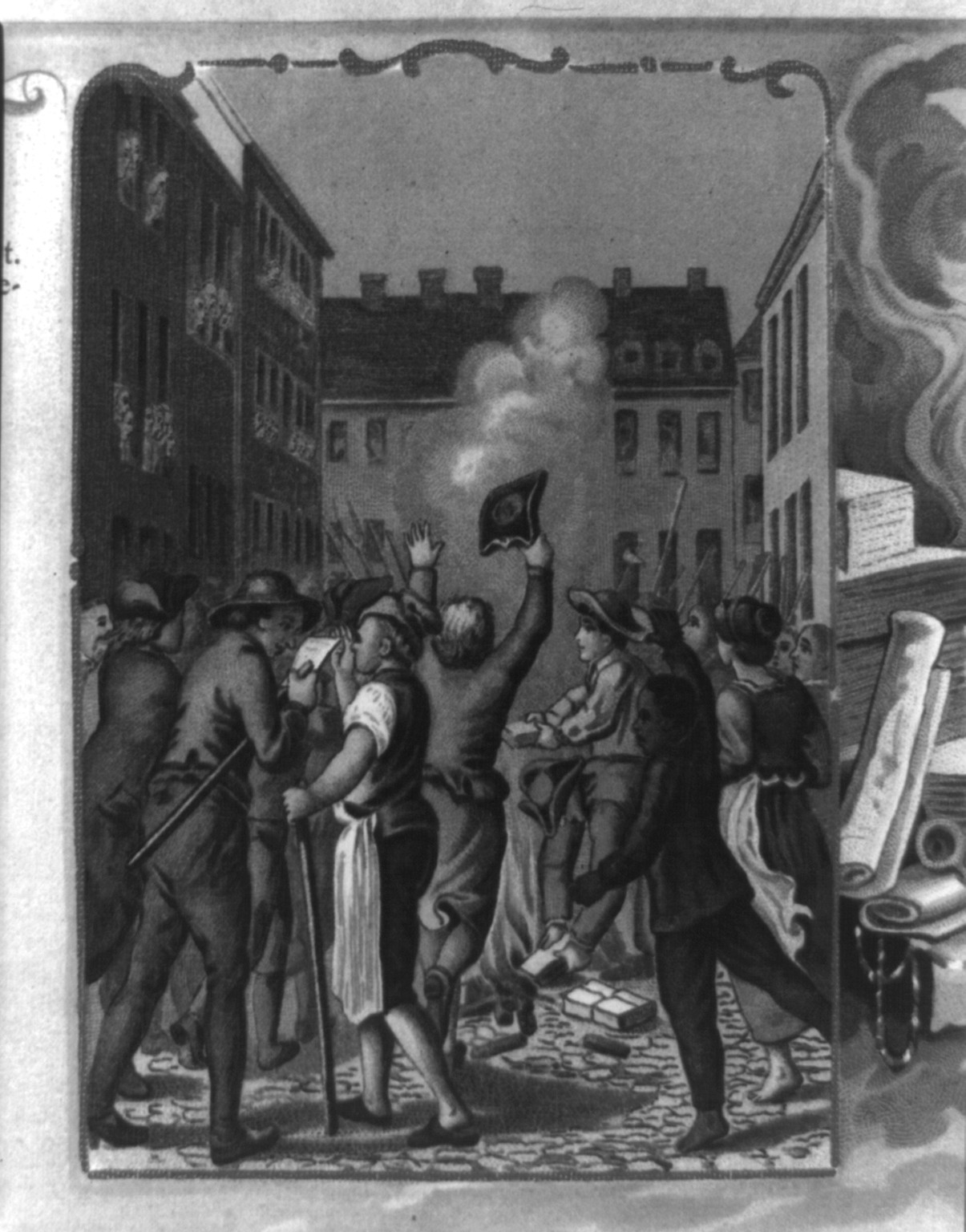 Burning of Stamp Act, Boston, c1903. — vintage postcard