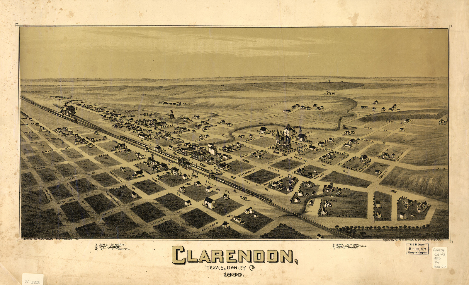 Clarendon, Texas, 1890, 1890 — antique map