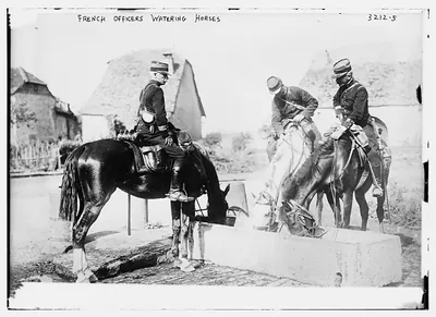French Officers watering horses