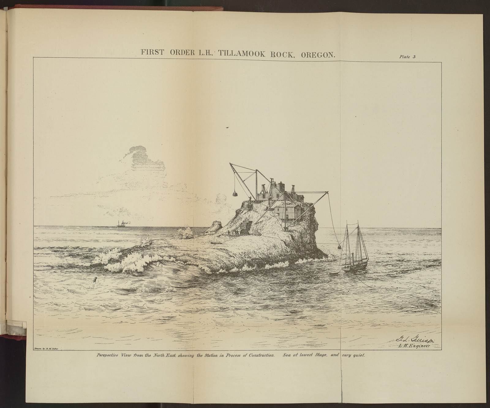 Above print: First Order L.H., Tillamook Rock, Oregon, 1881 — historic print