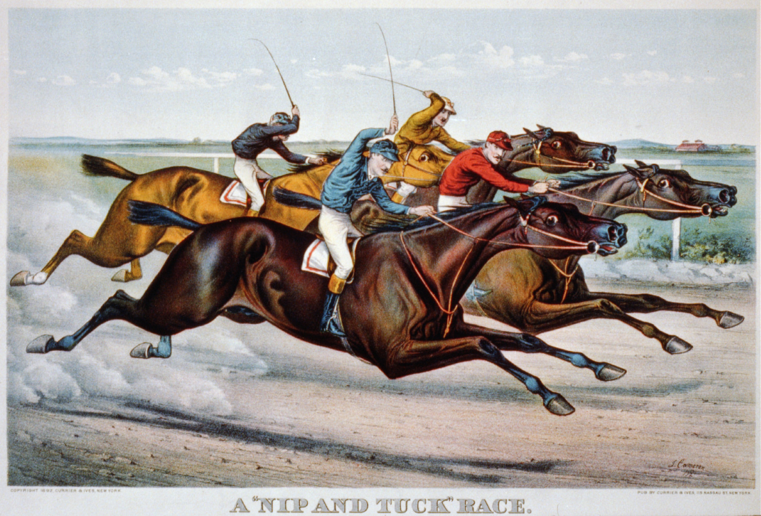 A nip and tuck" race", New York : Published by Currier & Ives, c1892. — antique lithograph