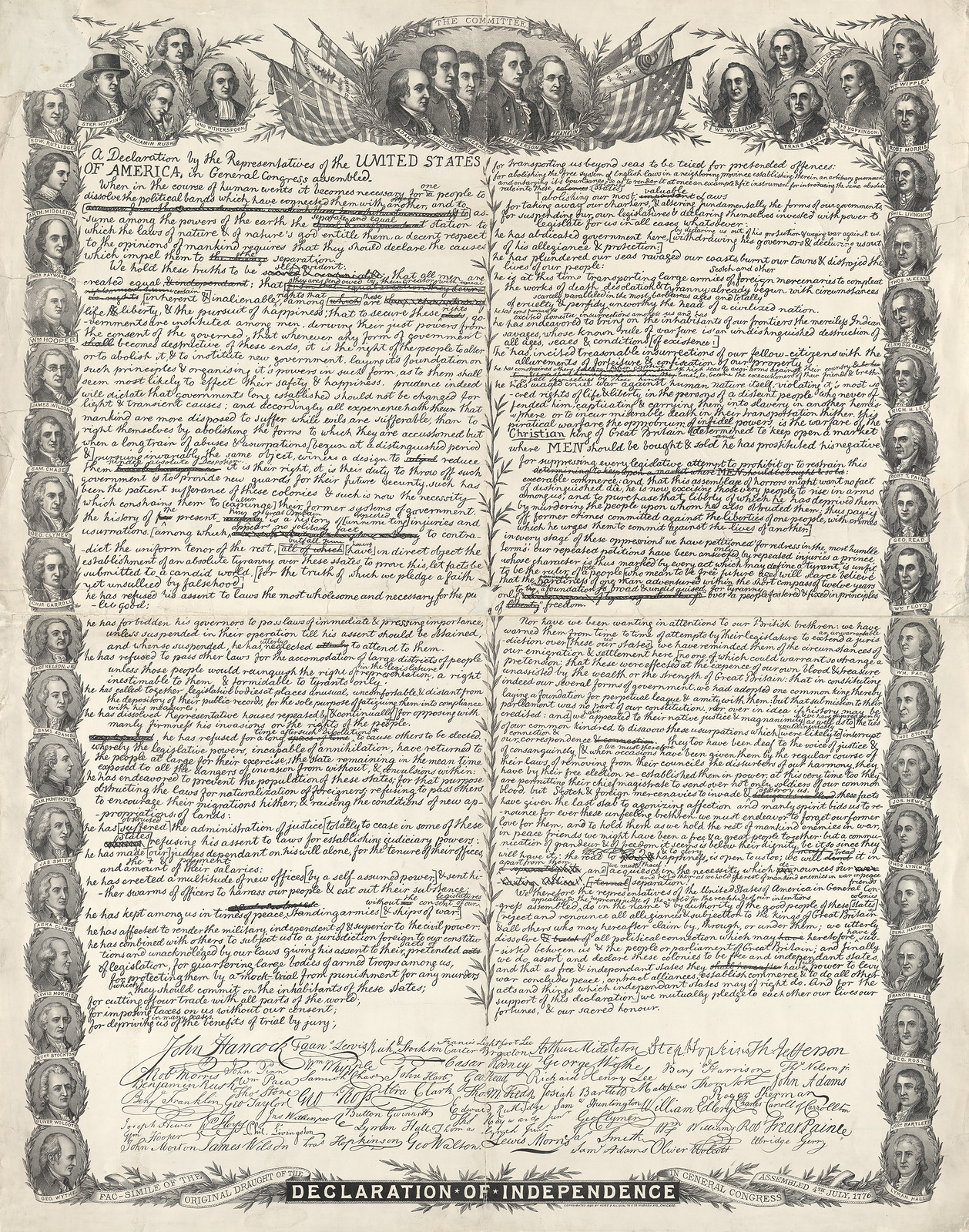 Declaration of Independence, c. 1896 — antique lithograph