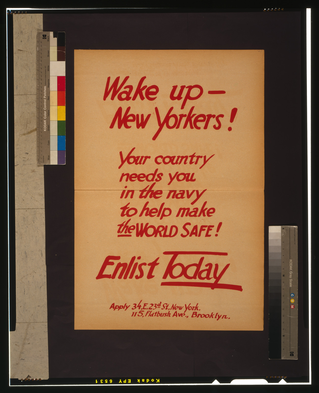 Wake up--New Yorkers! Your country needs you in the navy to help make the world safe! Enlist today, [1917] — vintage poster