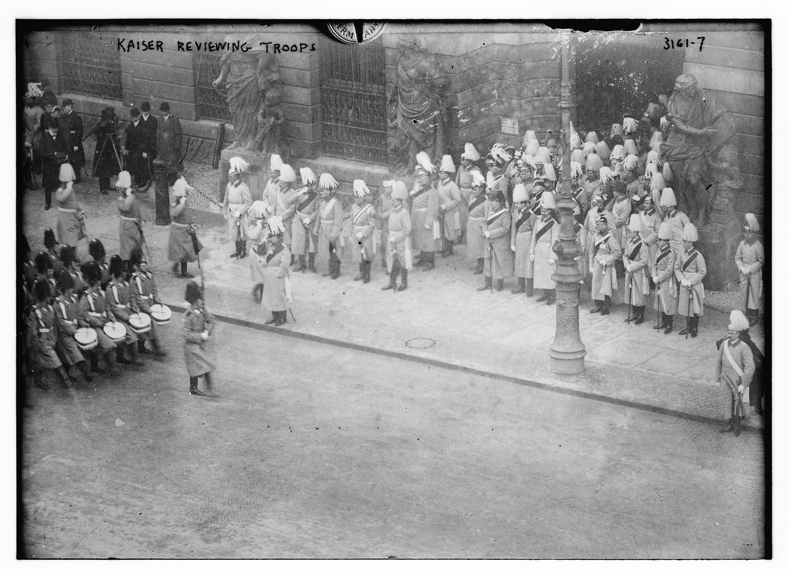 Kaiser reviewing troops, n/a — historic photograph
