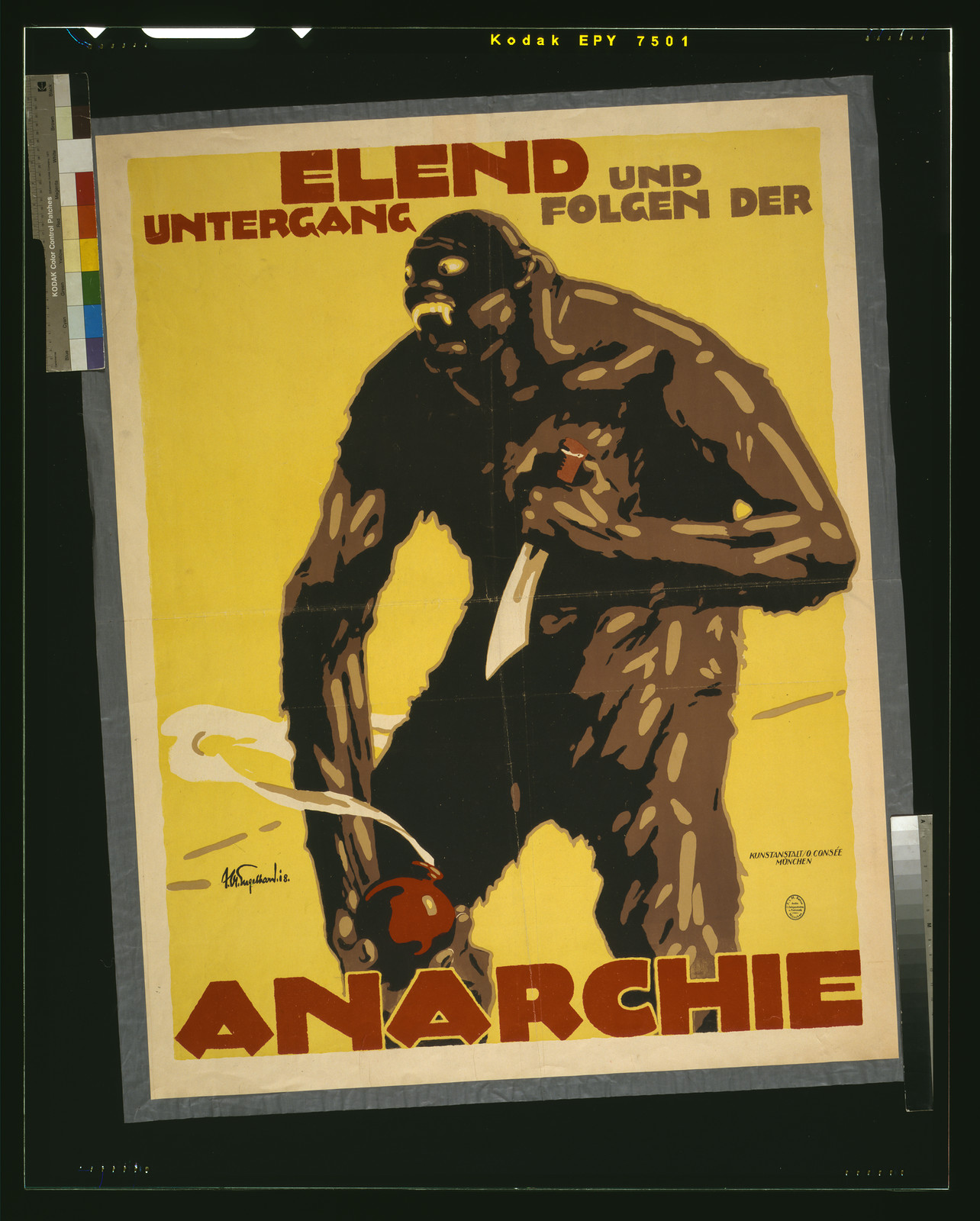 Elend und Untergang folgen der Anarchie / J.U. Engelhard18., 1918 — vintage poster