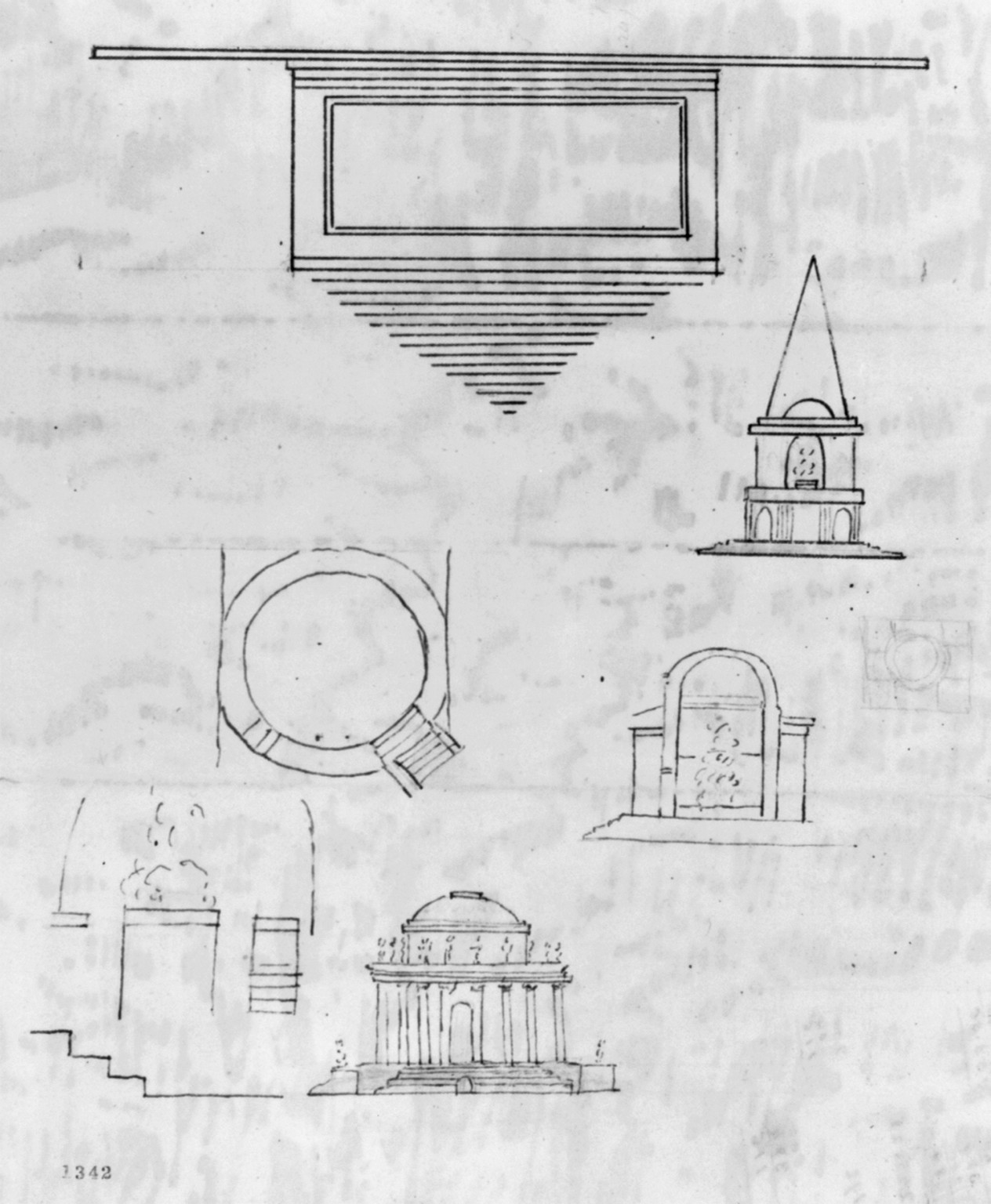 [Monuments, Washington, D.C. Various studies - plans and elevations], and Engineering (ADE) Drawings" (http://www.loc.gov/rr/print/res/103_ade.html)." — historic drawing