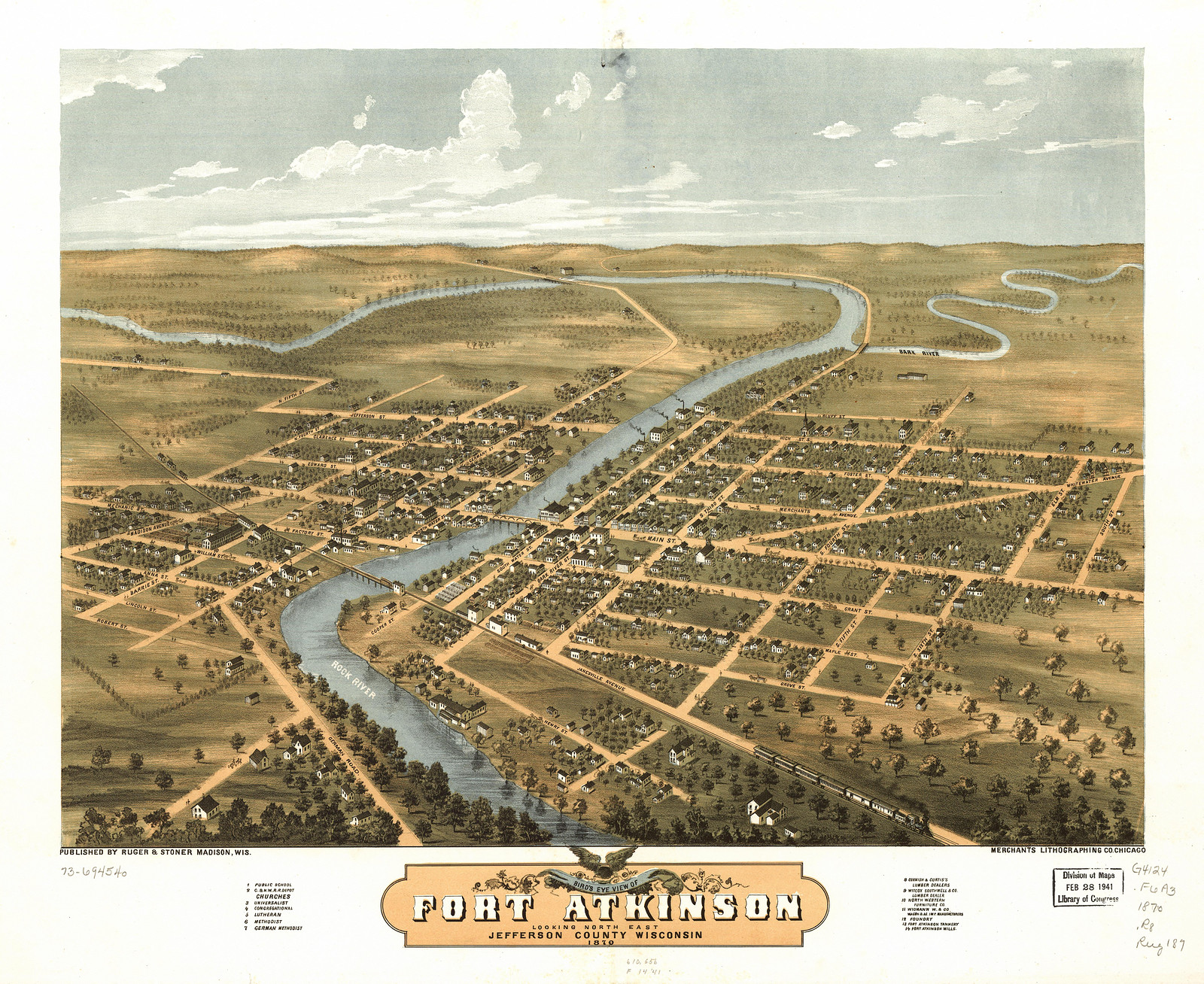Fort Atkinson, Wisconsin, 1870, 1870 — antique map
