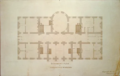 [The White House (Executive Mansion") D.C. Basement plan heating and furnace flues]"