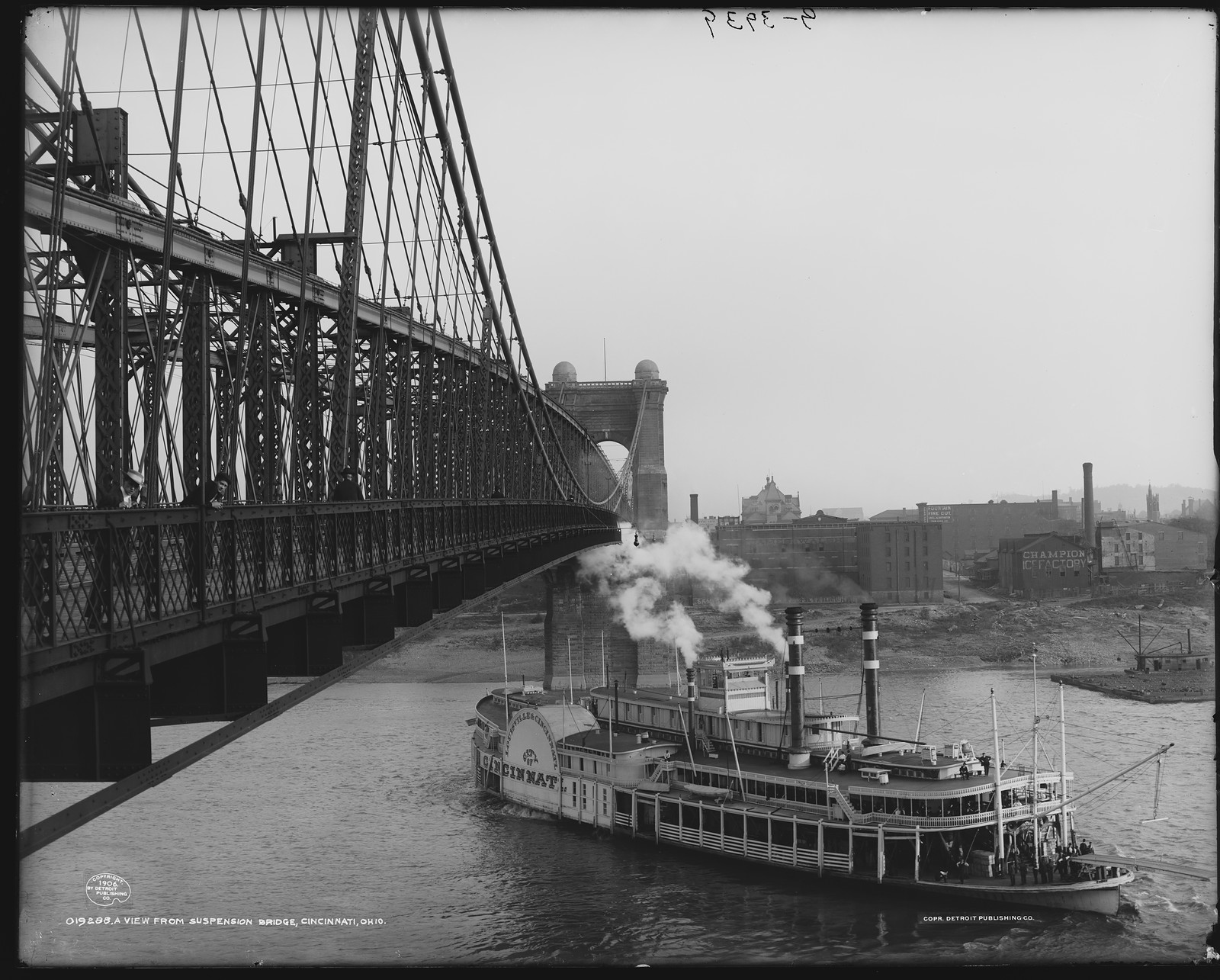 A View from Suspension Bridge, Cincinnati, Ohio, c1906. — historic photograph