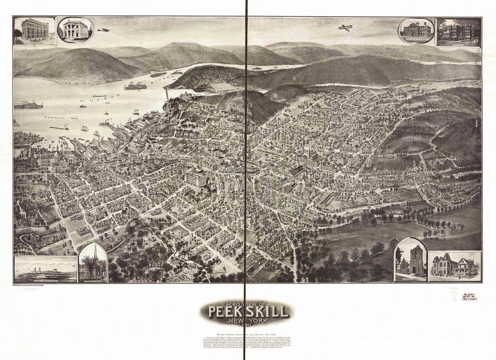 Peekskill, New York, 1911, 1911 — antique map