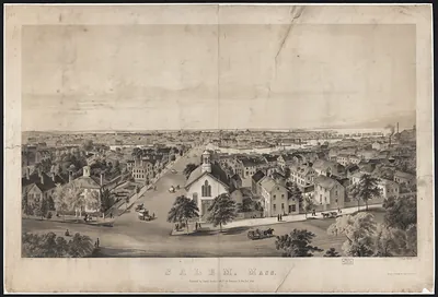 Salem, Mass. bird's-eye lithographic view of town