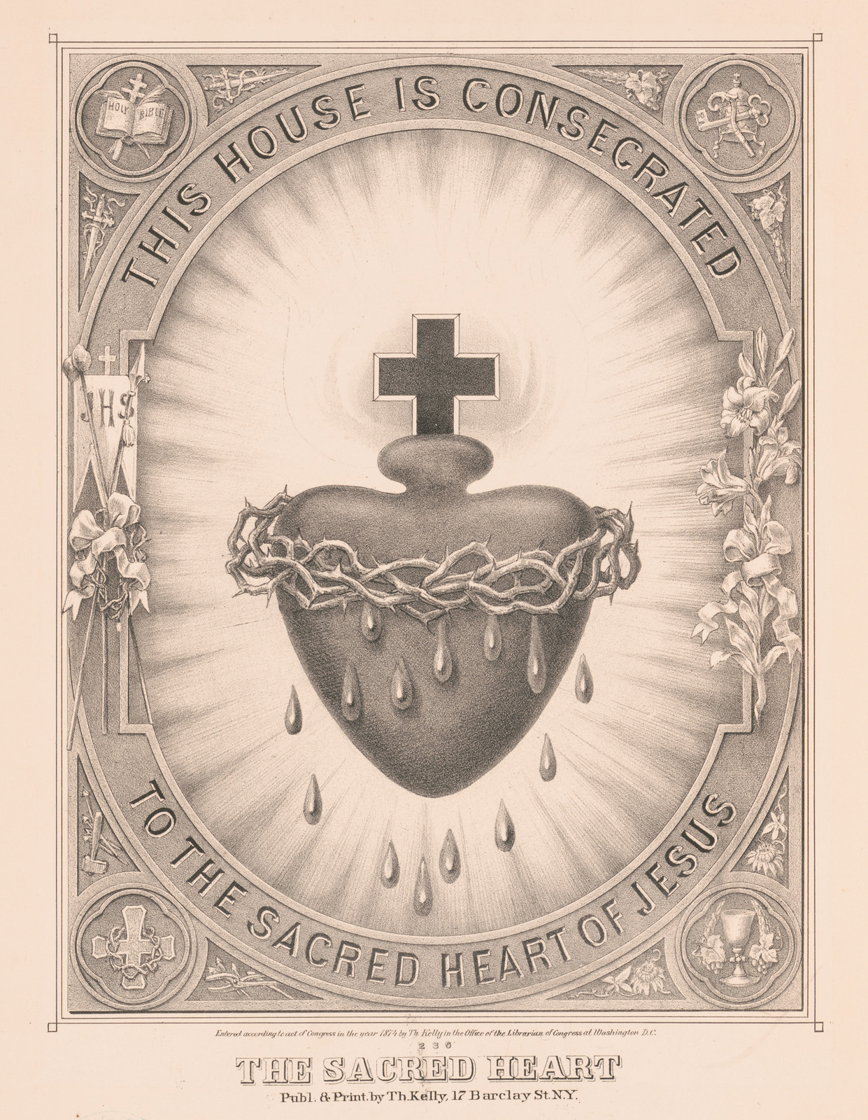 This house is consecrated to the sacred heart of Jesus, c1874. — historic print