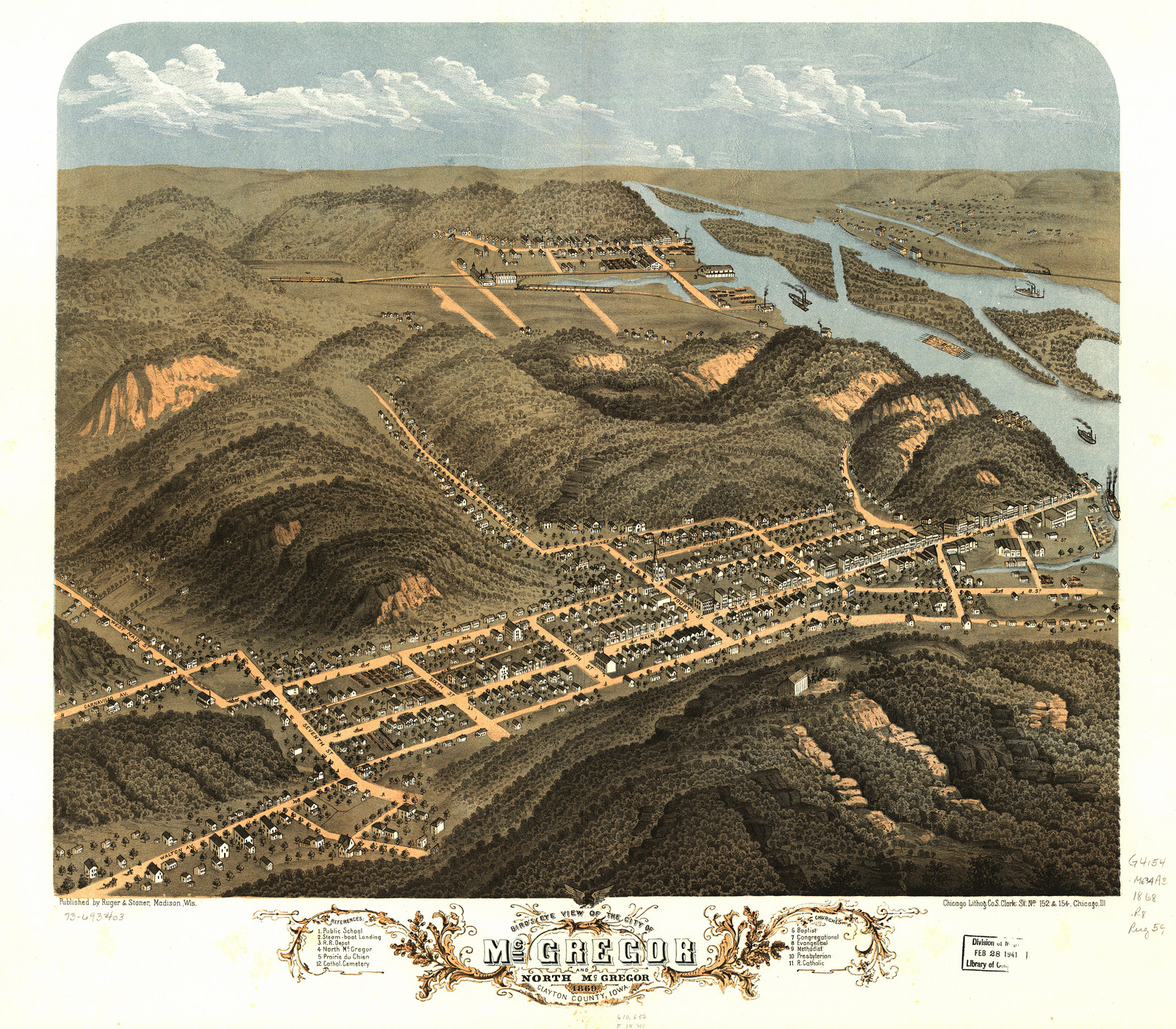 McGregor, Iowa, 1869, 1869 — antique map