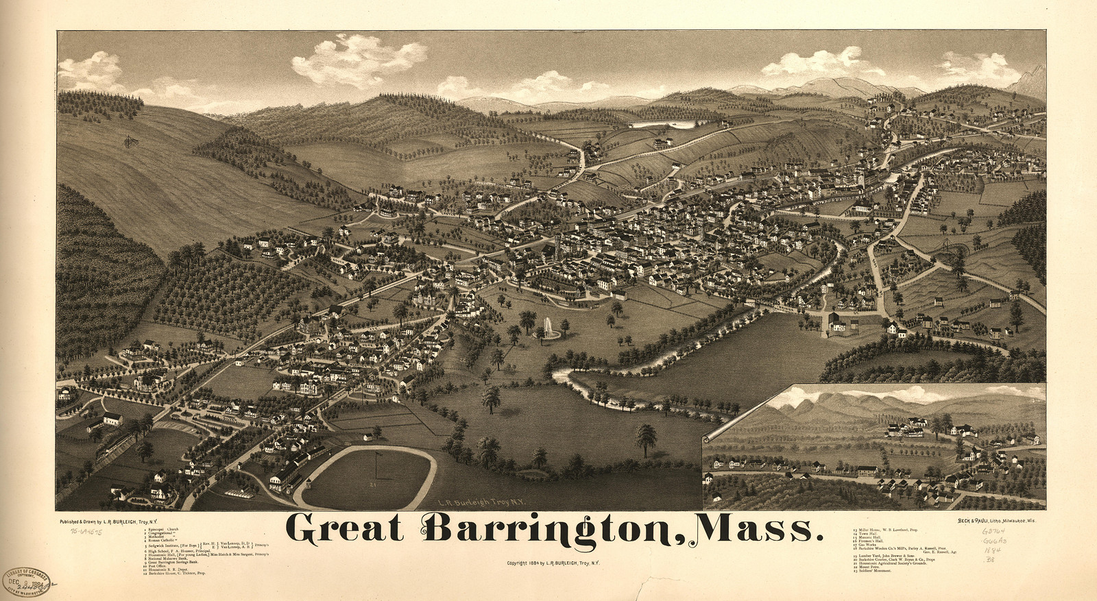 Great Barrington, Massachusetts, 1884, 1884 — antique map