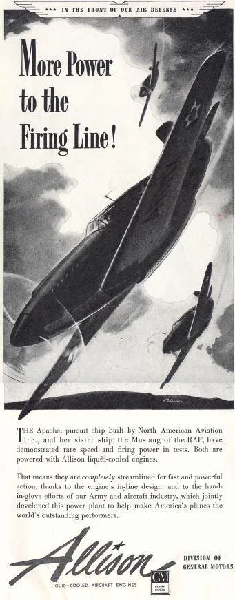 More Power to the Firing Line, Allison engine advertisement