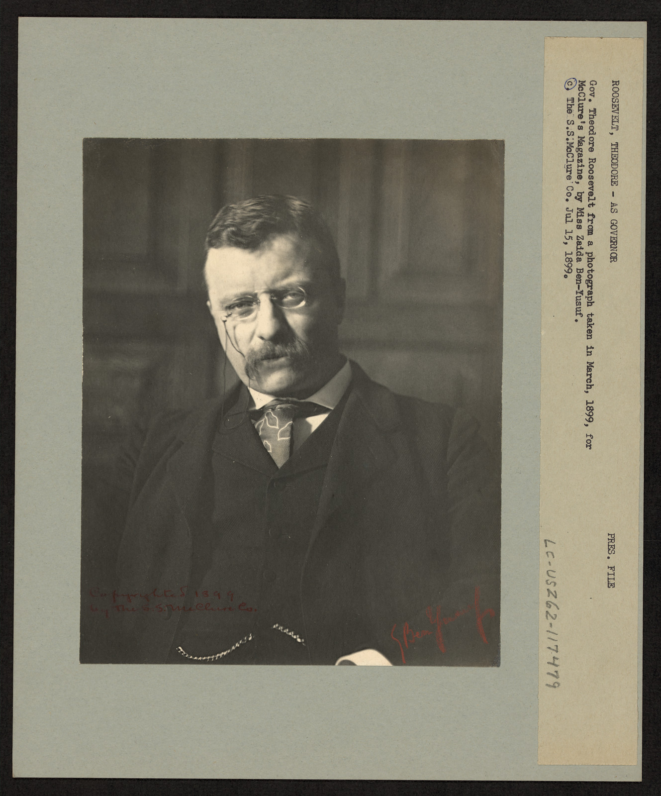 Gov. Theodore Roosevelt, photograph for McClure's Magazine, 1899 — historic photograph