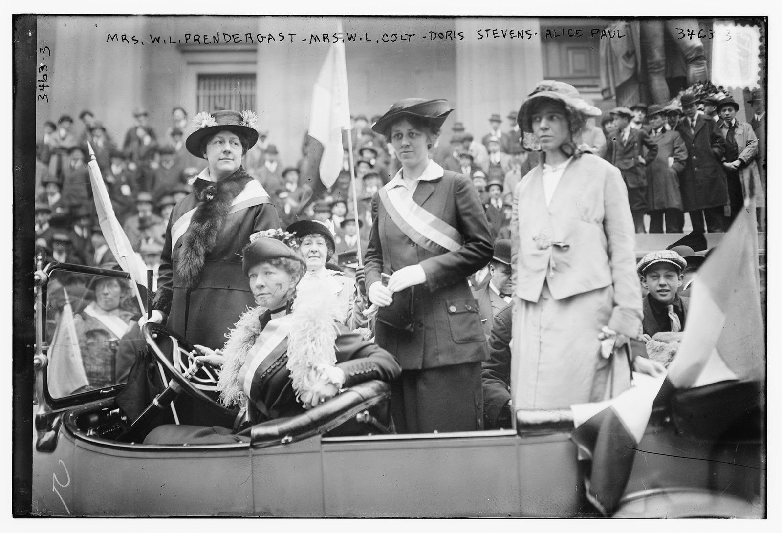 Mrs. W.L. Prendergast, Mrs. W.L. Colt, Doris Stevens, Alice Paul, n/a — historic photograph