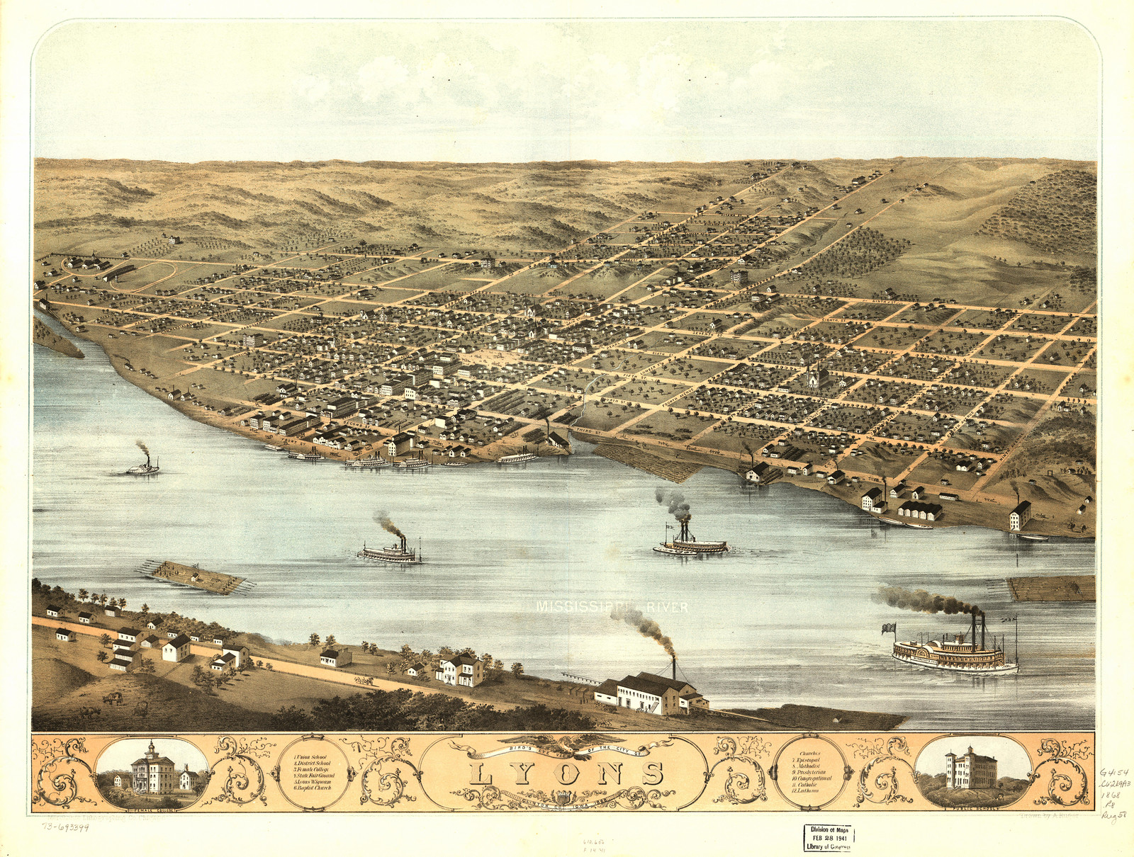 Lyons, Iowa, 1868, 1868 — antique map