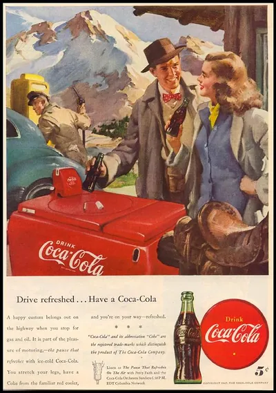 Drive refreshed... Have a Coca-Cola" magazine advertisement