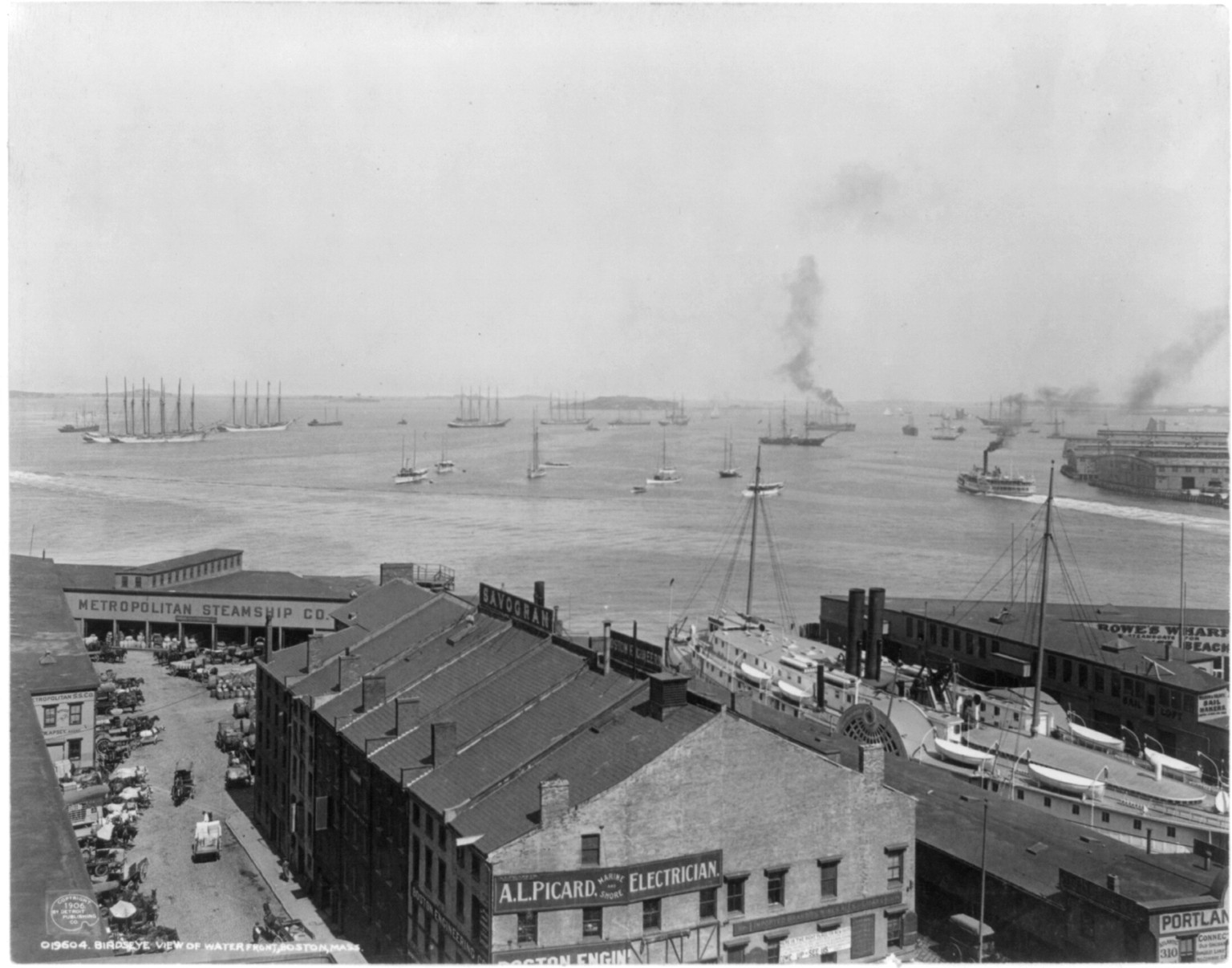 Bird's-eye view of waterfront, Boston, Mass., c1906. — historic photograph