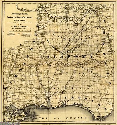 rr 004760 Map showing the line of the New Orleans, Alabama