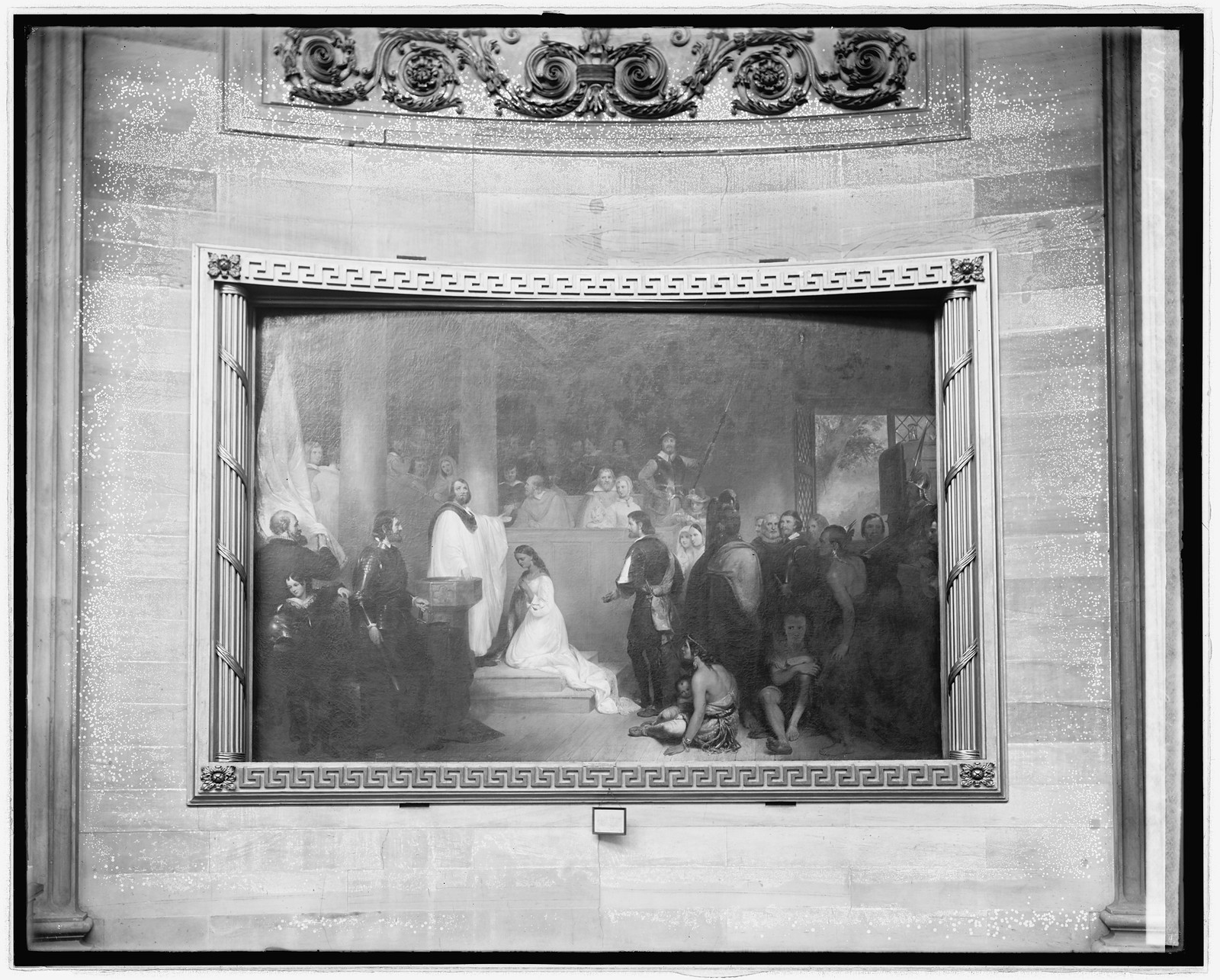 Baptism of Pocahontas" painting in Capitol Rotunda — historic photograph