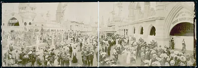 Crowd at Luna Park, Coney Island, panoramic photograph