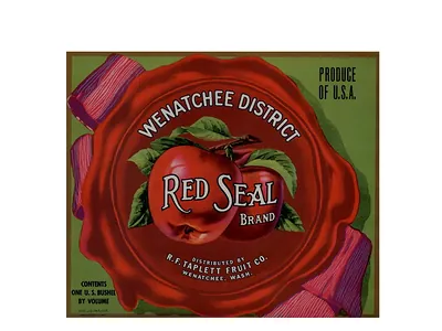 Red Seal Brand apple crate label, Wenatchee District, Washington