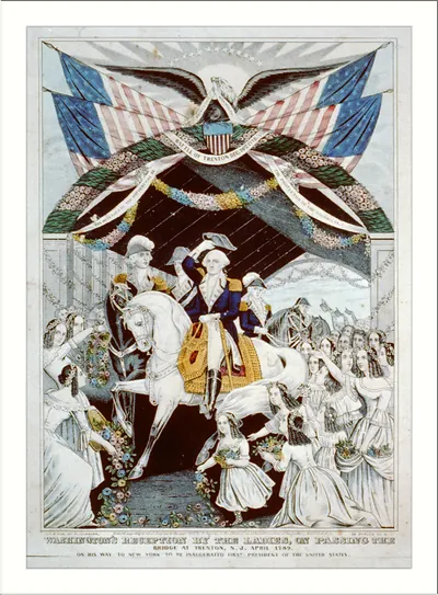 Washington's reception by the ladies, on passing the bridge at Trenton, N.J. April, 1789: on his way to New York to be inaugurated first President of the United States