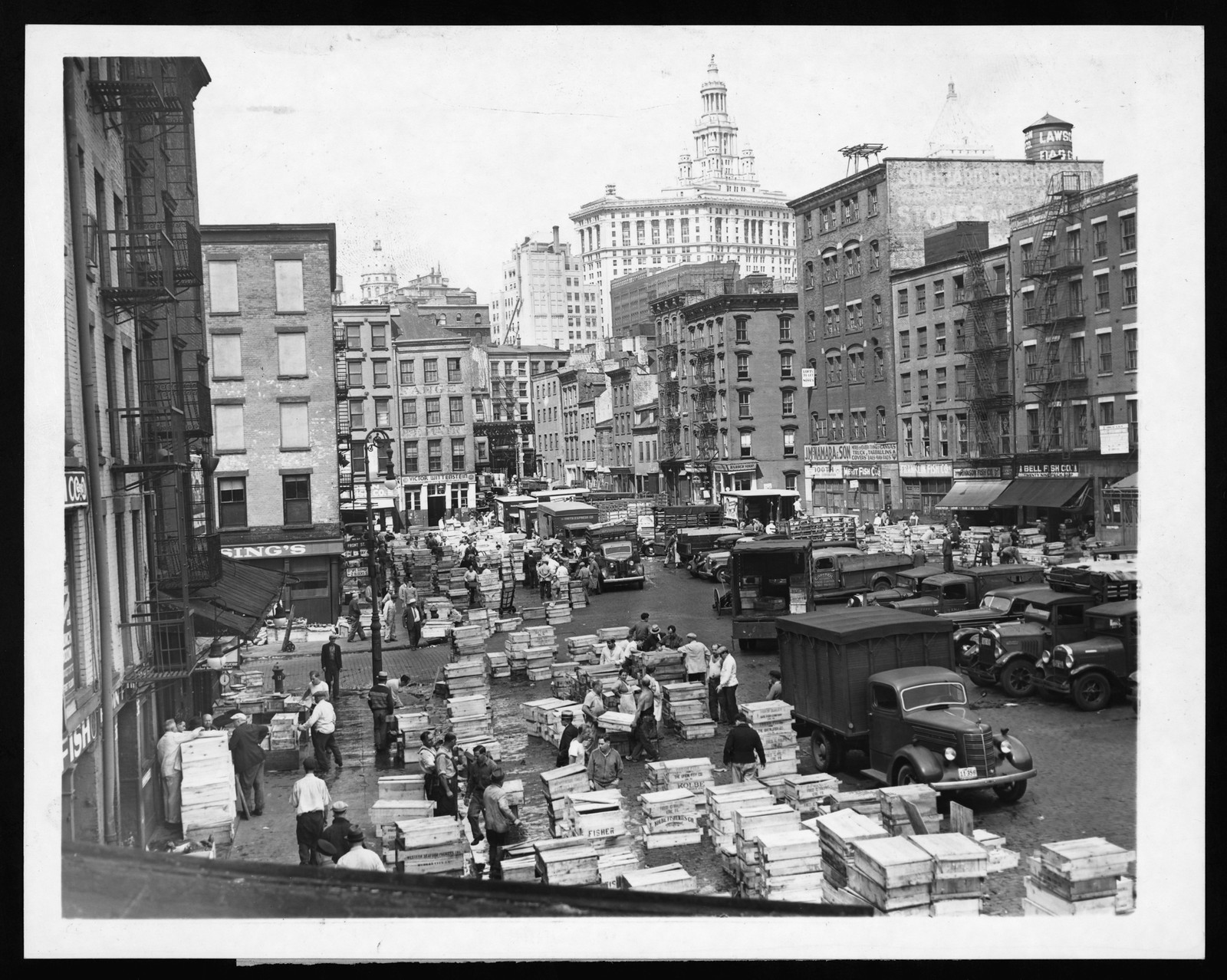 Viewofstackedcontainersoffishr — historic image