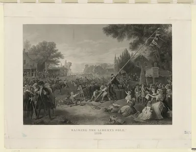 Raising the Liberty Pole, 1776 engraving