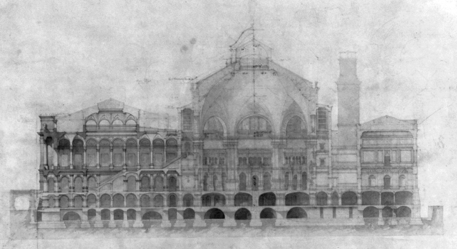 [Library of Congress (Congressional Library Building") D.C. Section]", [between 1873 and 1892] — historic drawing