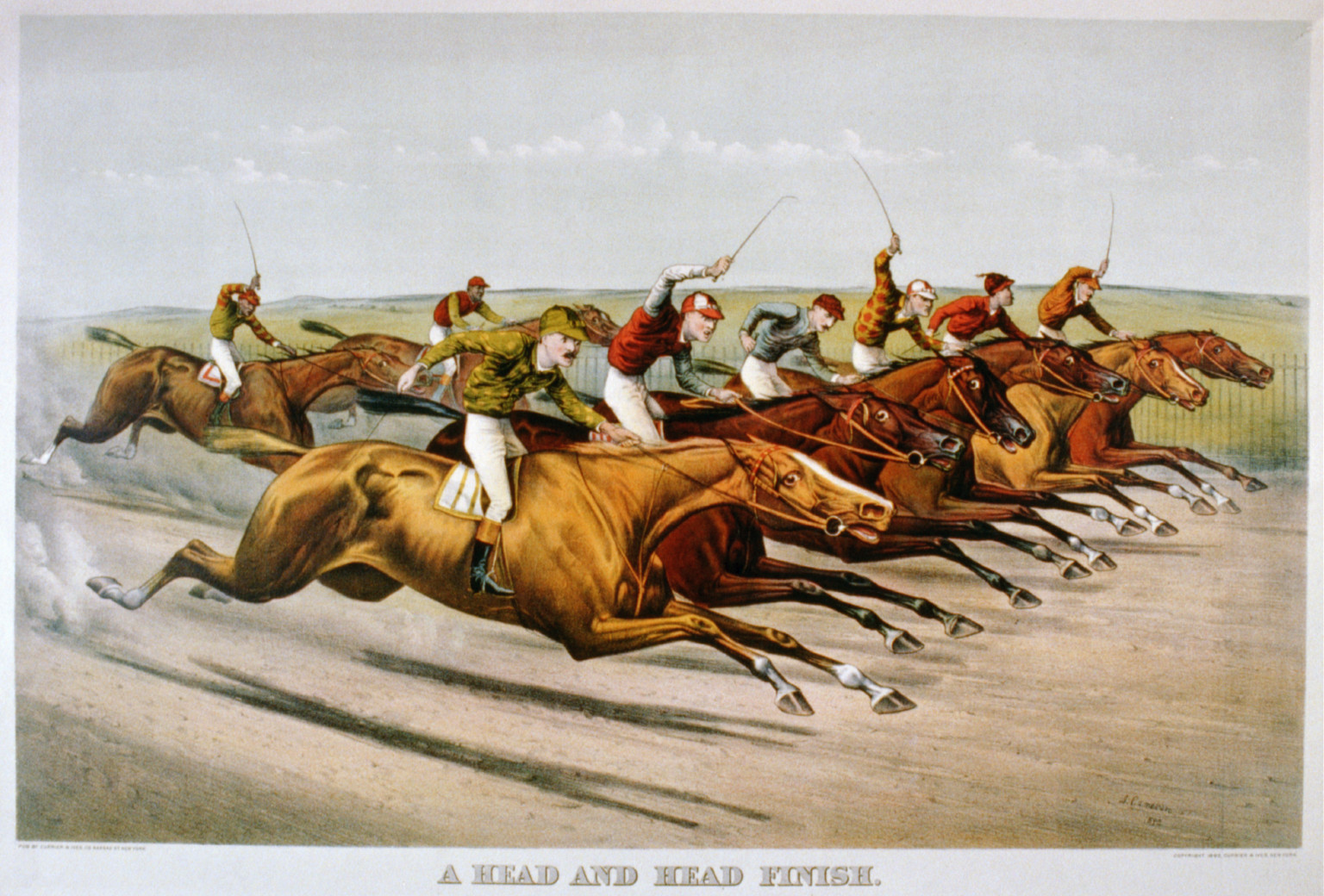 A head and head finish, New York : Published by Currier & Ives, c1892. — antique lithograph