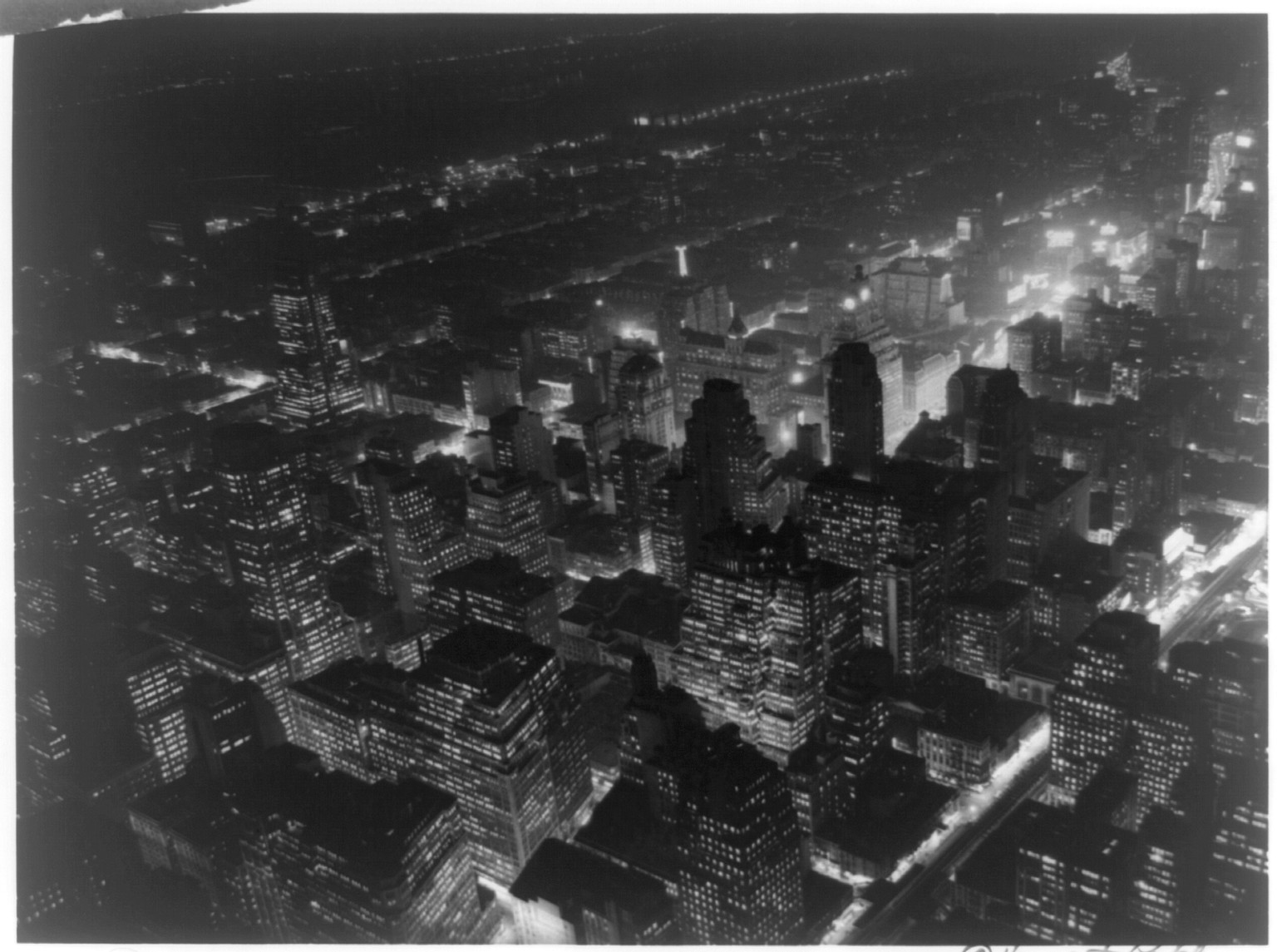 New York City at night from Empire State Building, c1937 Feb. 5. — historic photograph
